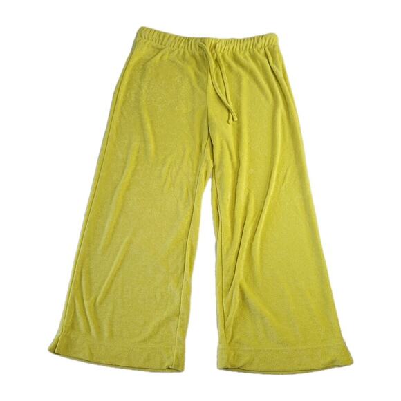 Andie Pants - Andie Swim The Crop Pant Women XS Yellow Lime Green Terrycloth Oversized Lounge